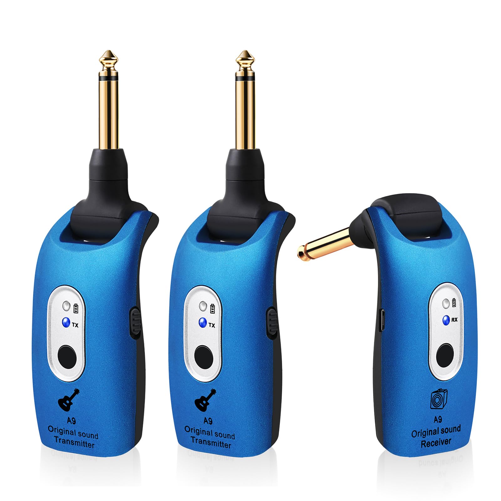A9 Wireless Audio Transmitter Receiver 2.4GHz (Blue, 2TX+1RX)