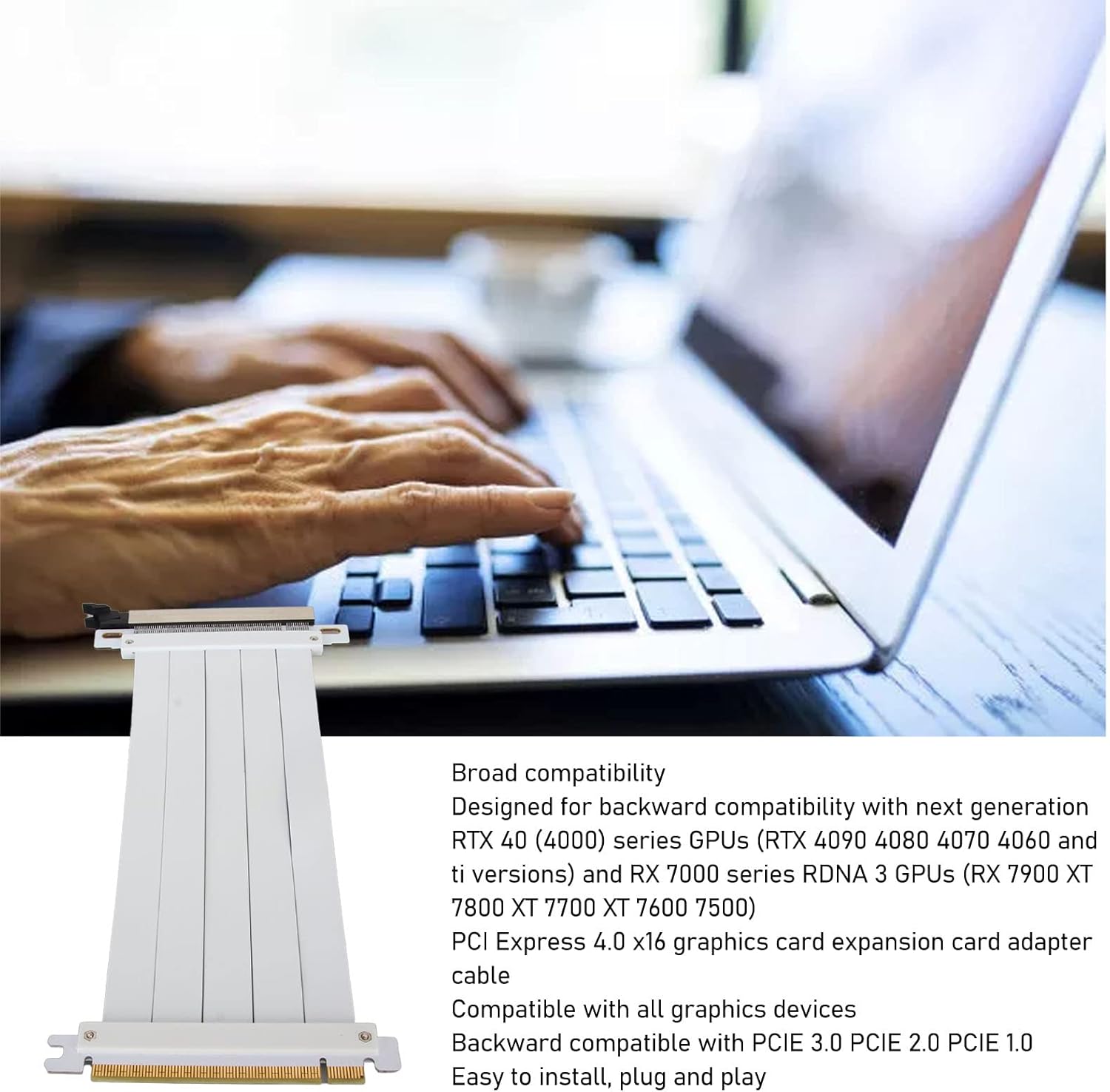 Yosoo PCIE 4.0 X16 Extender Riser Cable High Shielding Property 180 Degree Flexible Extension Cable Graphics Card PCIE 4.0 X16 Extender Riser Cable PCIE 4.0 Extension Cable PCIE (60cm)