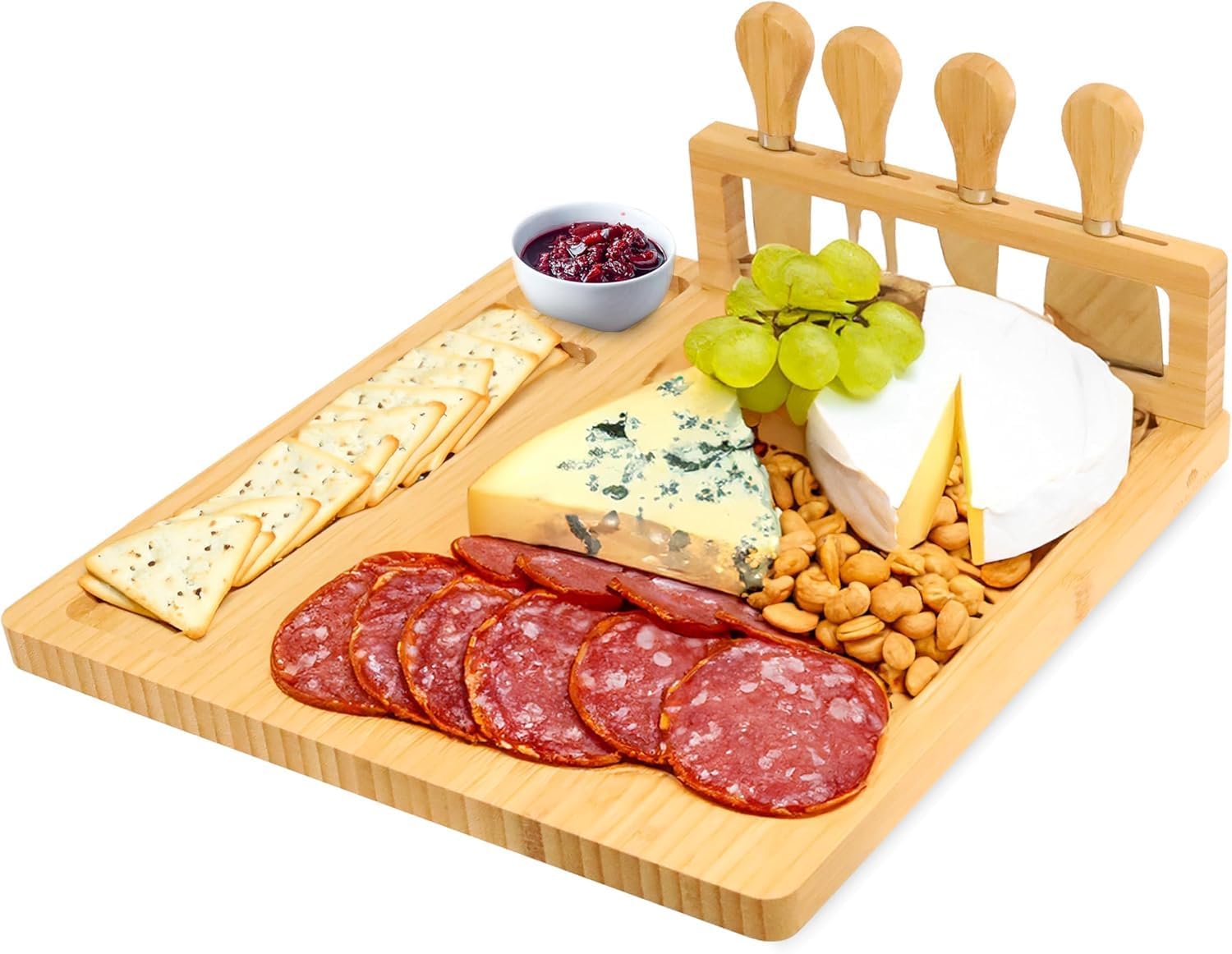 Personalized Cheese Board and Knife Set with Magnetic Holder, Serving Tray for Crackers, Meat, and Wine, Anniversary