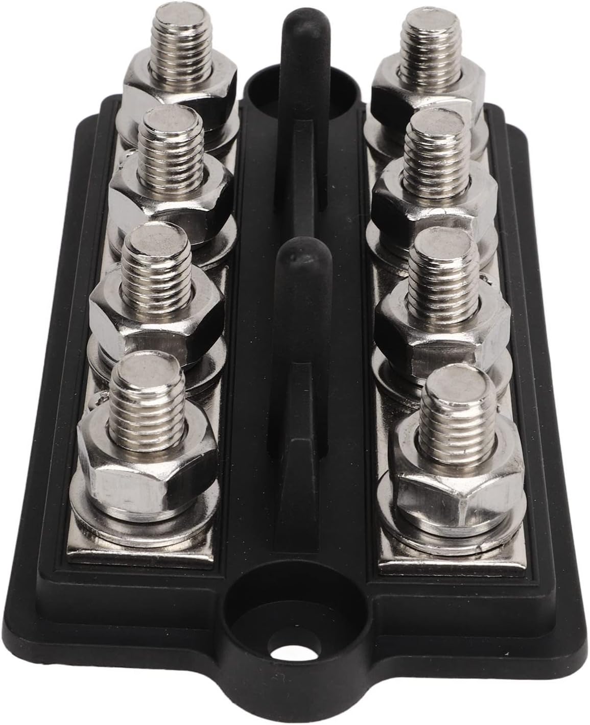 Bus Bar Power Distribution Block, 2 Row M8 Stud, DC12-48V, 150A, Black - Durable Marine and RV Battery Terminal, Copper and Stainless Steel Construction