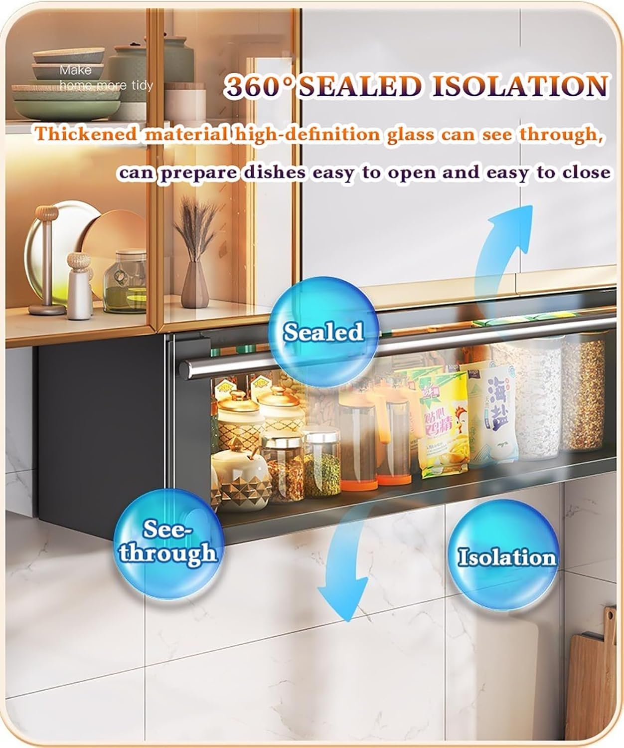 Sollevamento multifunzionale Porta spezie estraibile a 2 livelli, organizer for mobili da cucina con ante, ripiano estraibile for impieghi gravosi, mensola galleggiante montata a parete for l'uso sopr