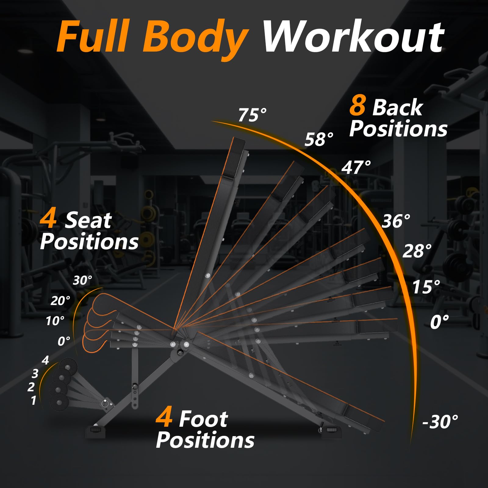 Dskeuzeew Banc de Musculation Pliable Réglable, 400KG Charge Max,Dossier 7 Positions Appui-tête Réglable, l'entraînement, pour Maison & Gym