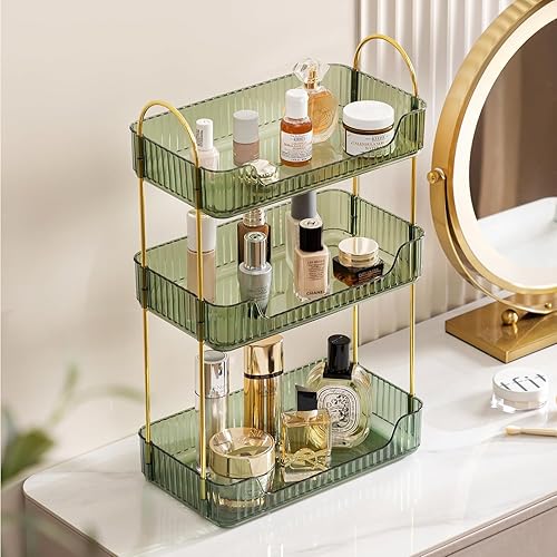 Miniatura 5 de HBlife Organizador de baño de 3 niveles, organizador de maquillaje, bandeja de perfume, organizador de cuidado de la piel para baño, tocador,