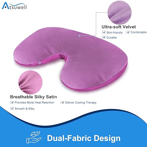 Miniatura 9 de Atsuwell Máscara sinusal, máscara de ojos de compresión fría cálida para ojos secos, almohada pesada para ojos para microondas, almohadilla térmica