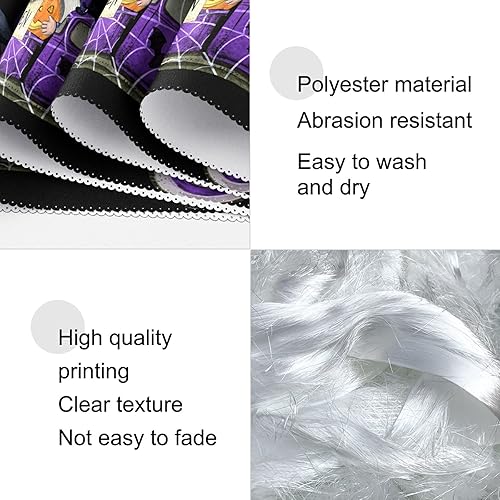 Miniatura 4 de visesunny Juego de 6 manteles individuales para decoración de escritorio, diseño de camión de Halloween, lindo gnomo, calabaza, juego de 6 manteles