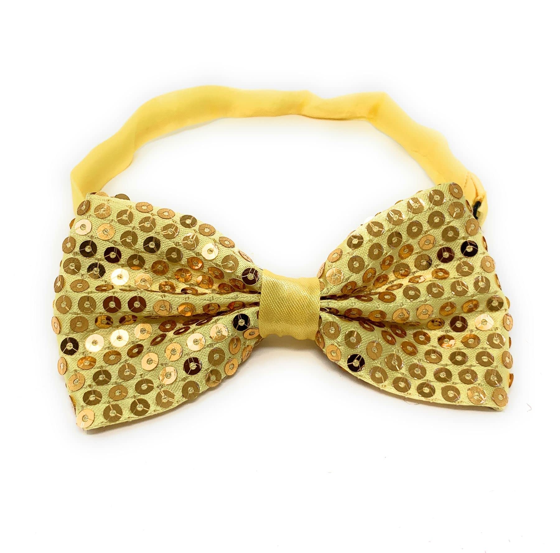 Cadoline Men's Yellow Gold Bow Ties For Sequin Polyester Fancy Dress 12 X 6Cm