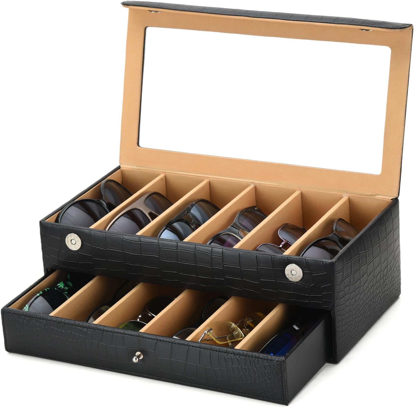 Faux Leather Luxury Sunglass Storage Case Premium Leather Eyewear Organizer Box Elegant Protective Case for Men & Women Sunglasses luxury chashma box