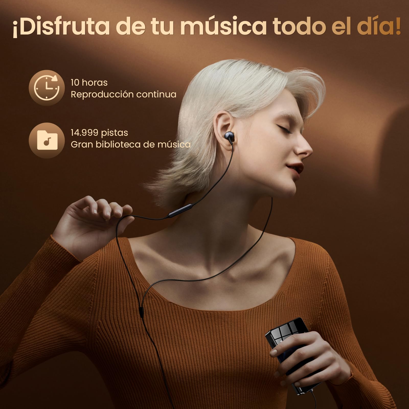 HIFI Walker H2 128 GB MP3-Player Bluetooth 5.2 DSD DAC Hi-Res FLAC Reproductor de música sin pérdidas 128 GB Tarjeta SD 512 GB Ampliable Regulador ALPS Robusta Carcasa de Zinc