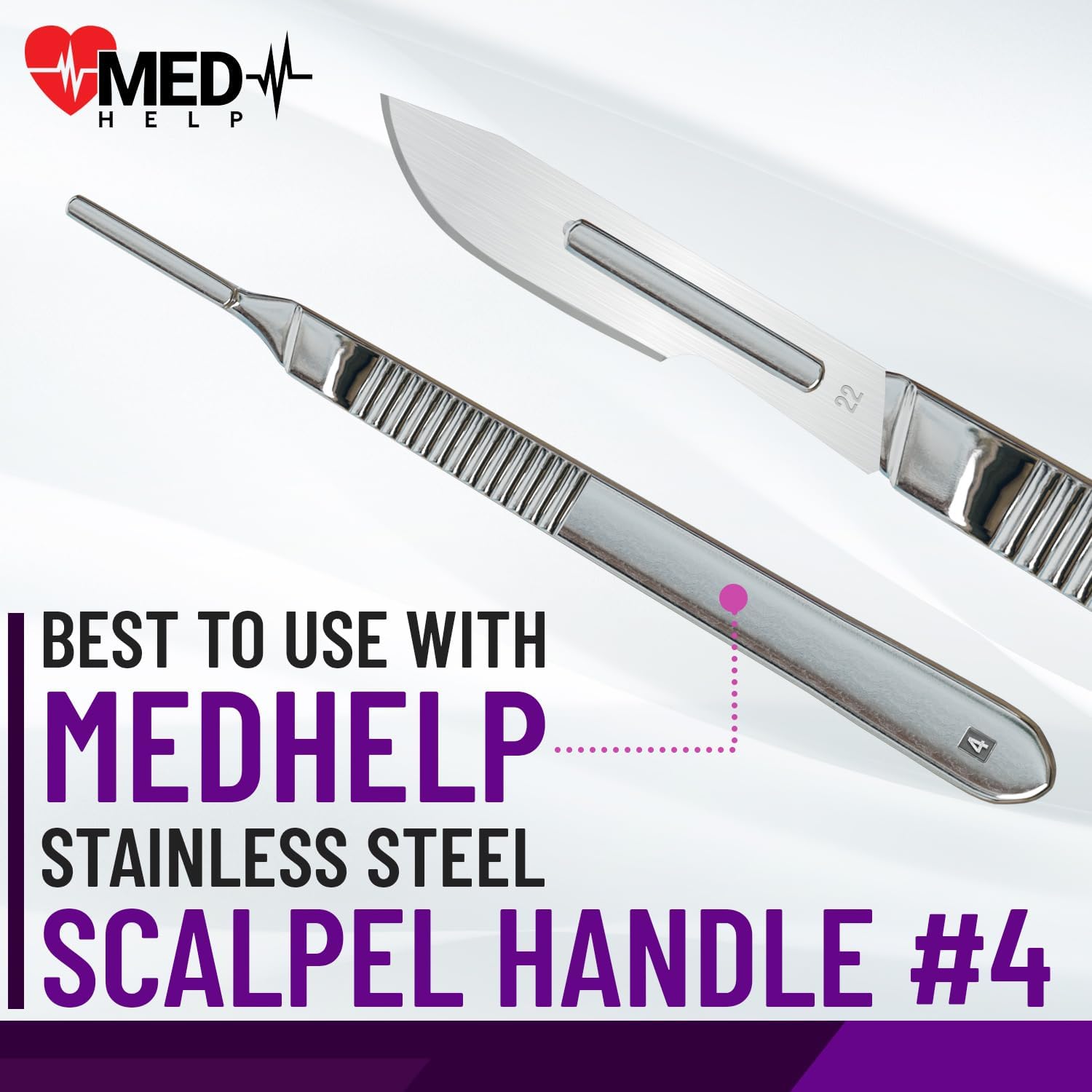 MedHelp Pack of 100 Disposable Scalpel Blades #22, Size 22 Surgical Blades, High Carbon Steel Dermaplane Blade tool. Individually Wrapped #22 Scaple Blade, Sterile