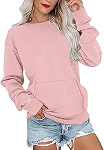 WNEEDU Sweat-Shirt léger à Manches Longues pour Femme Automne Sweat-Shirt avec Sac Kangourou Rosa XXL