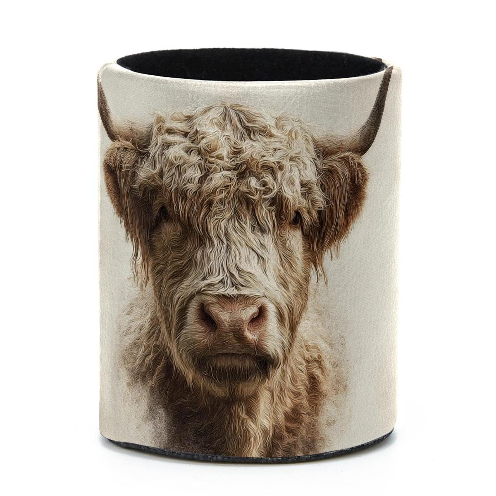 VAPOKF Round Pencil Holders for Desk, Highland Cow Pen Holders Pen Pot Makeup Brushes Storage Desktop Stationery Supplies Organiser for Home Office