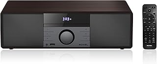 ROXEL RCD 400 All In One Compact CD Player HI-FI System DAB/DAB+ Radio, CD/MP3 Player/USB PLAYBACK with Speakers, Wireless playback, FM & Digital Radio and White Led Display & Stylish Wooden Contour