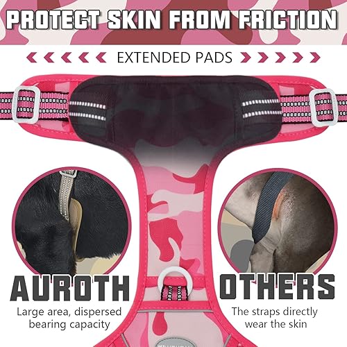 Miniatura 6 de Auroth Arnés táctico para perros con correa resistente para perros de razas grandes, chaleco reflectante de entrenamiento para perros sin tirones
