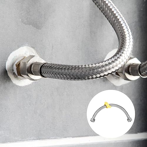 Miniatura 3 de METALLIXITY Conector de línea de suministro de grifo (300mm12") 2 piezas, acero inoxidable 304 G12 hembra a G12 hembra conector de manguera de