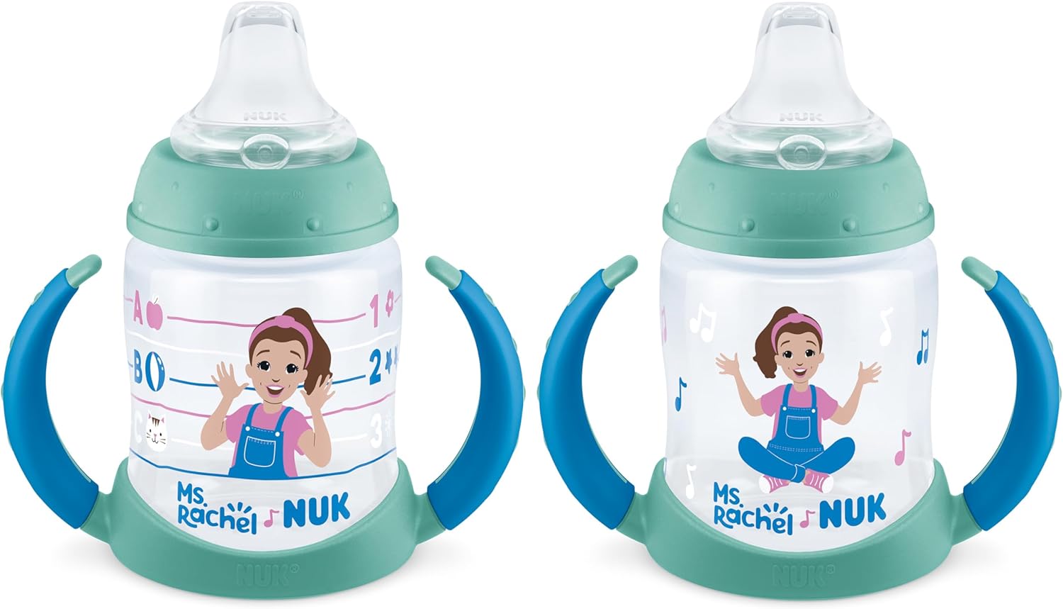 NUK Learner Cup, Ms. Rachel, 5 oz, 6+ Months, 2 Pack – Soft Spout, Easy-Grip Handles, BPA Free, Spill Proof Transition Sippy Cup - Image 1 of 6