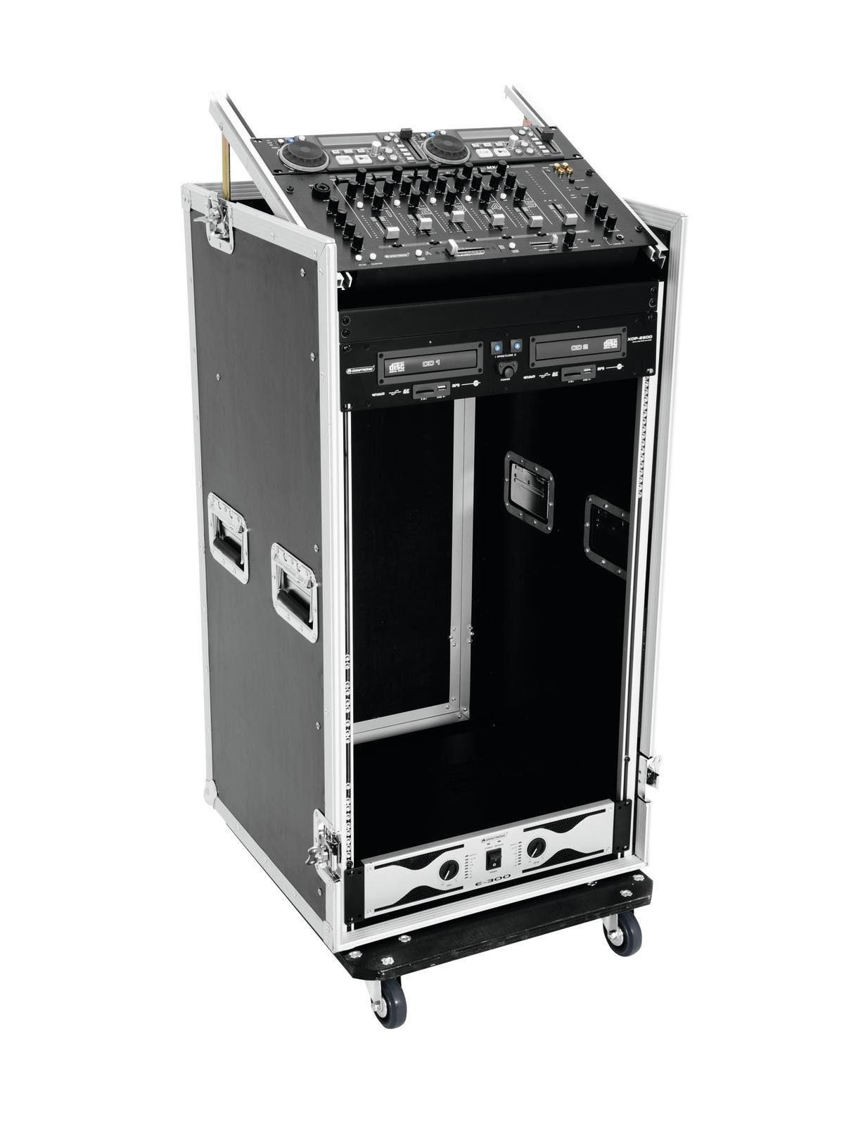 ROADINGER Spezial-Kombi-Case Profi, 20HE mit Rollen | Flightcase mit Rollen