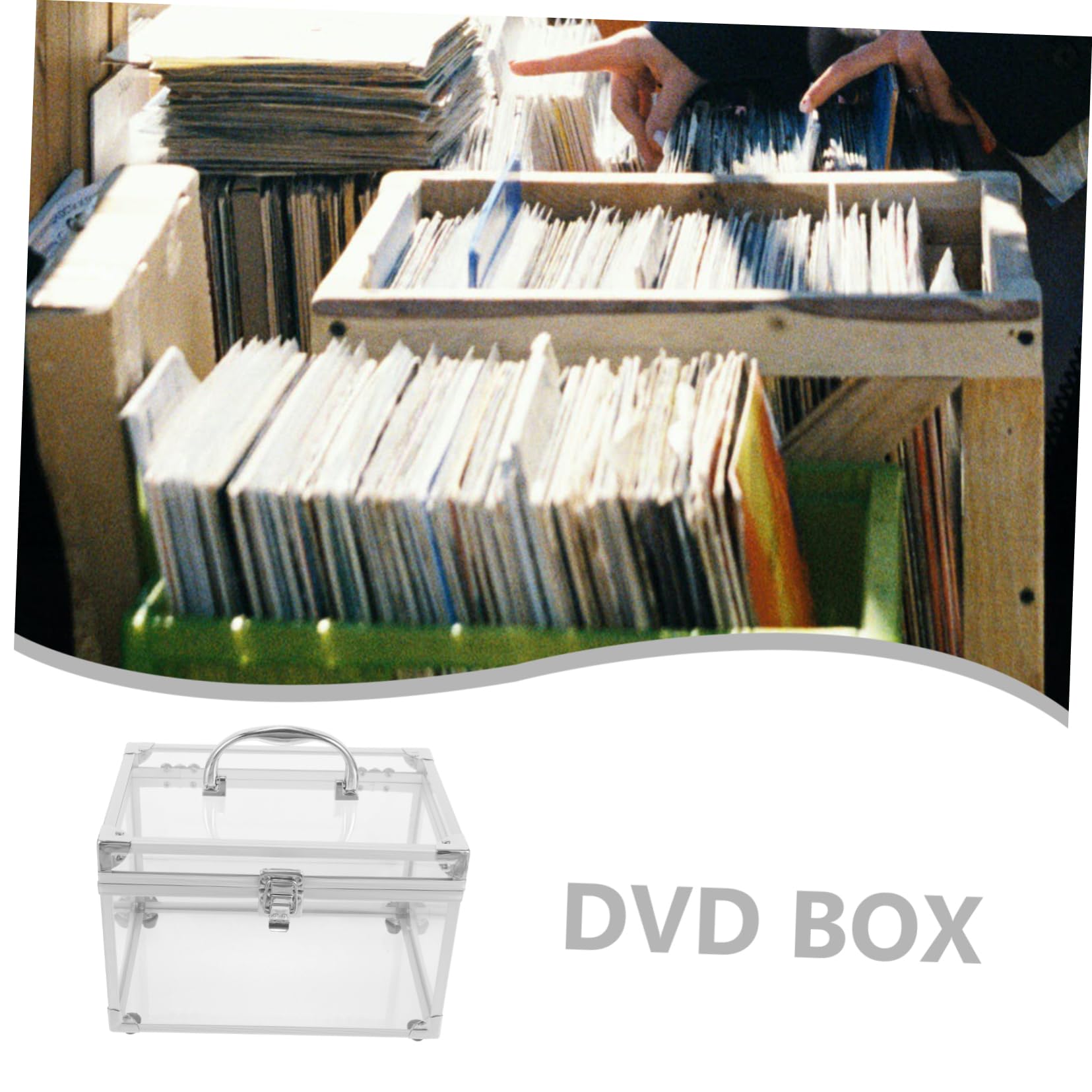 DOITOOL Scatola per Archiviazione Facile in Acrilico Trasparente Porta CD e Dvd Organizer Salvaspazio e Capiente con Maniglia e Identificazione Immediata