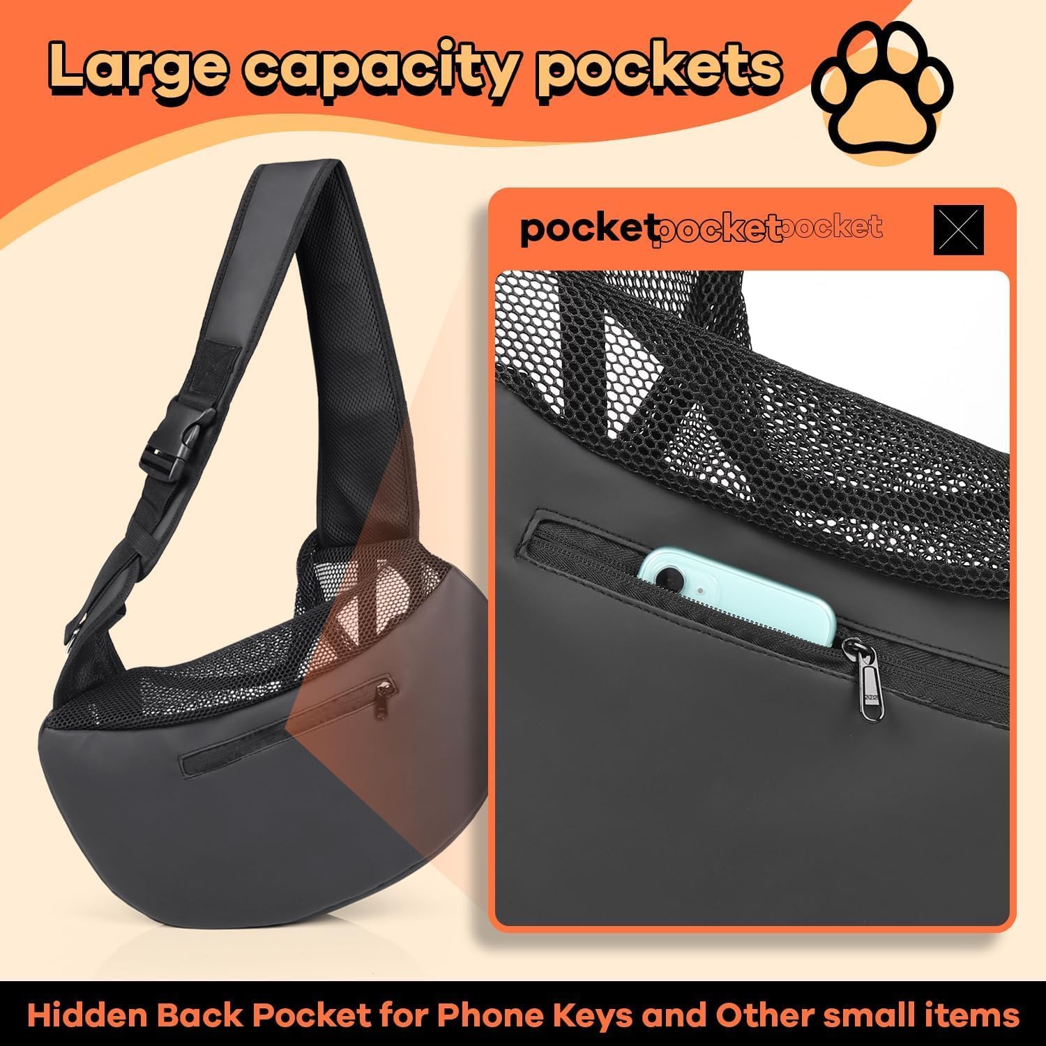 YUDODO Transportador de malla transpirable para perros y gatos (mediano, con placa inferior, color gris, negro, transpirable)
