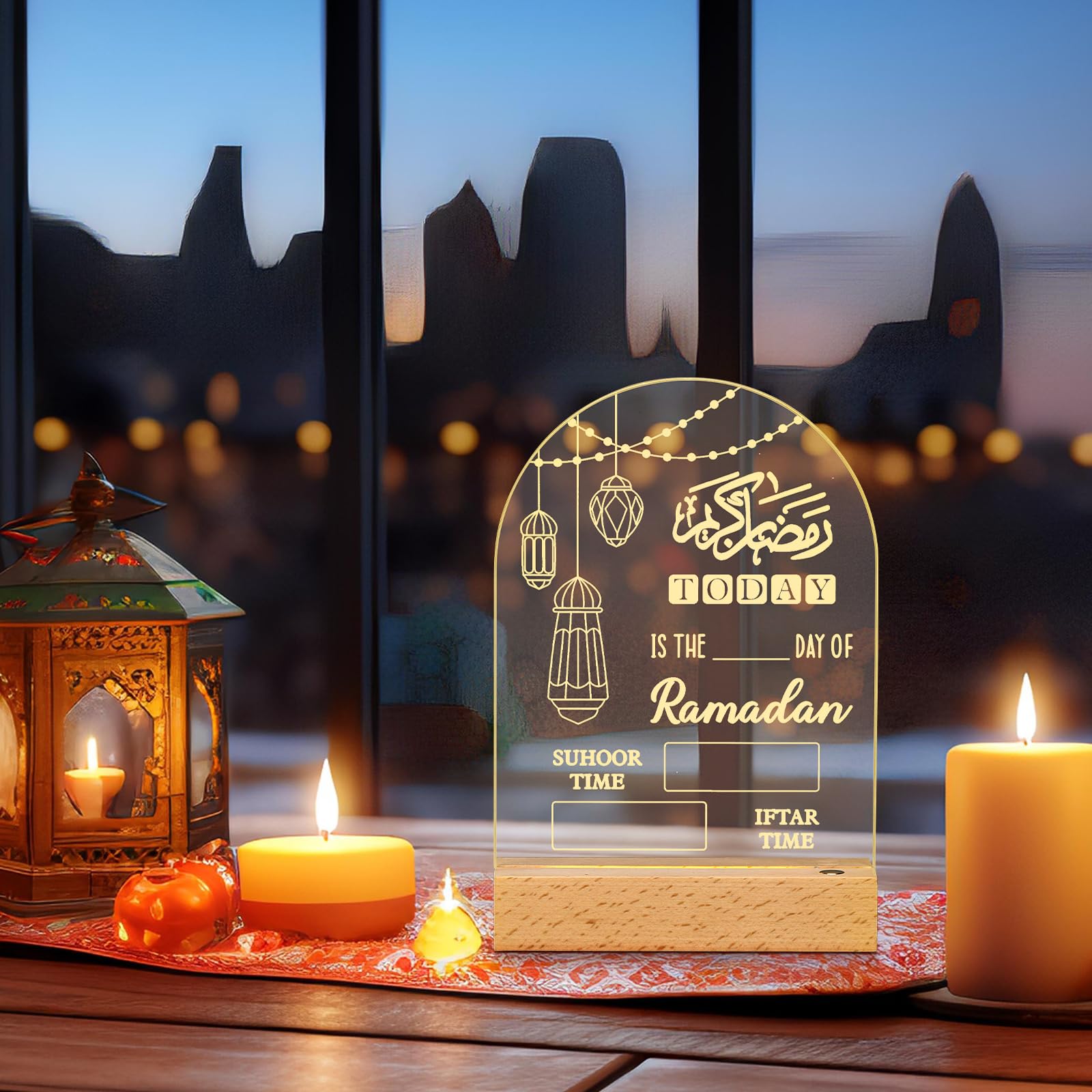 Baquler Calendario dell'avvento del Ramadan a LED con panno cancellabile, regalo per Ramadan, calendario dell'avvento 2025, fai da te, decorazione da tavola Ramadan, decorazione per la tavola del