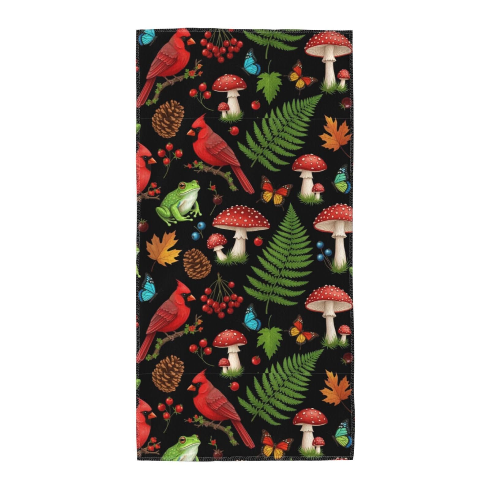 Lightweight Machine Washable Shower Towels Christmas Red Bird Autumn Fall Leaves Frog Mushroom Soft Absorbent Bathroom Towels for