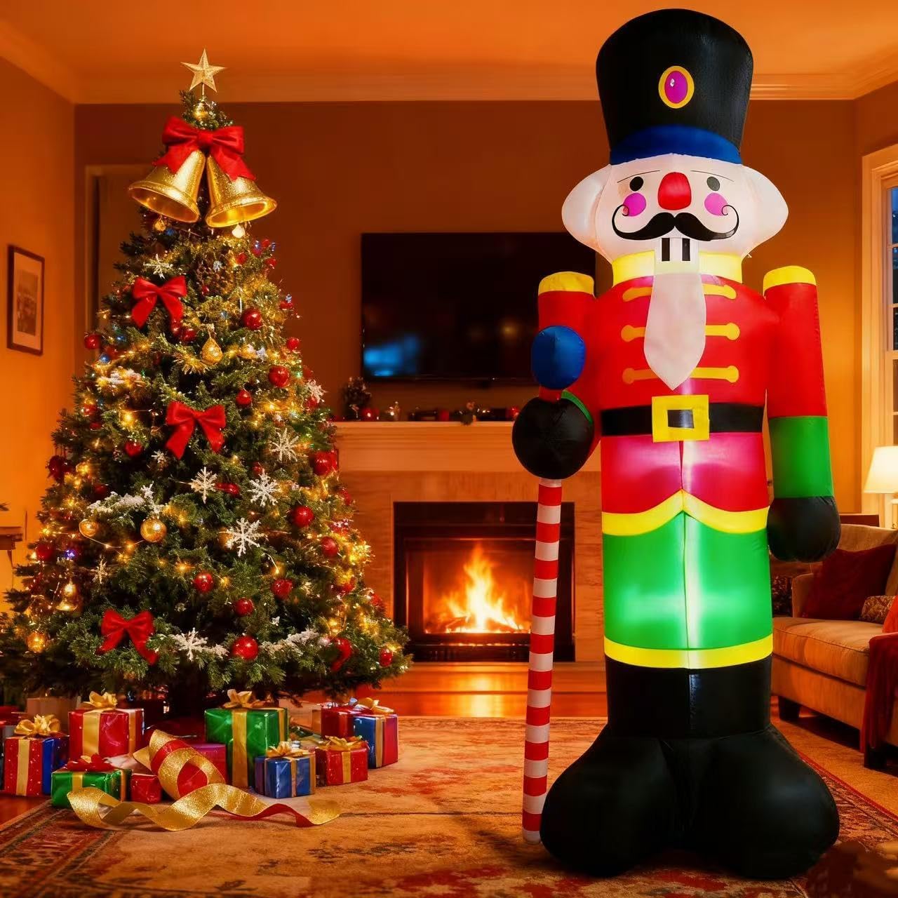 8FT Tall Christmas Inflatable Nutcracker Soldier, Christmas Inflatables Soldier Guard Blow up with Build-in LED Lights, Fan and Anchor Ropes, Outdoor, Party, Yard, Garden, Lawn Xmas Decoration