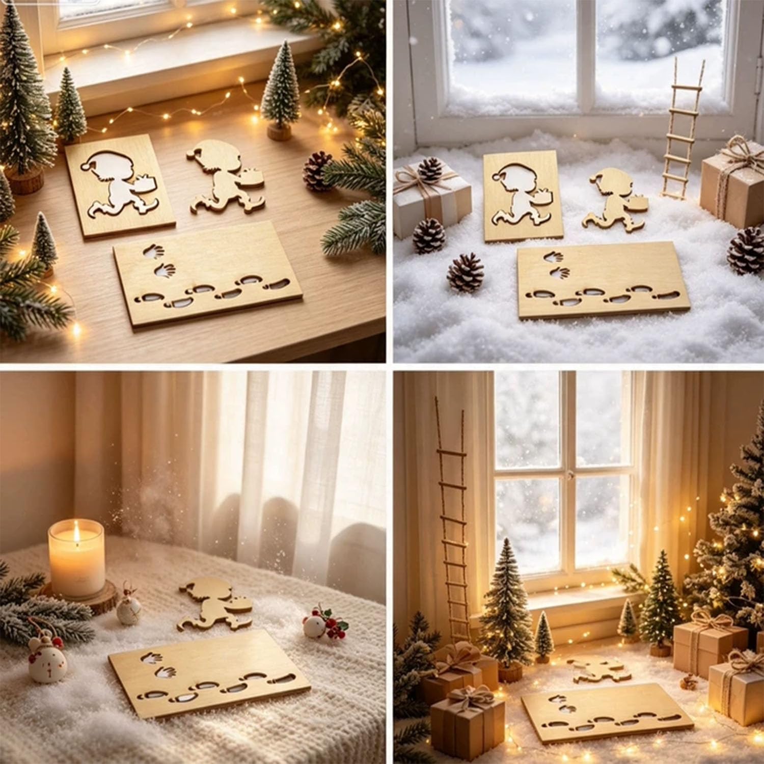 4 Piezas Plantilla De Gnomo Navidad, Ideal Para Navidad
