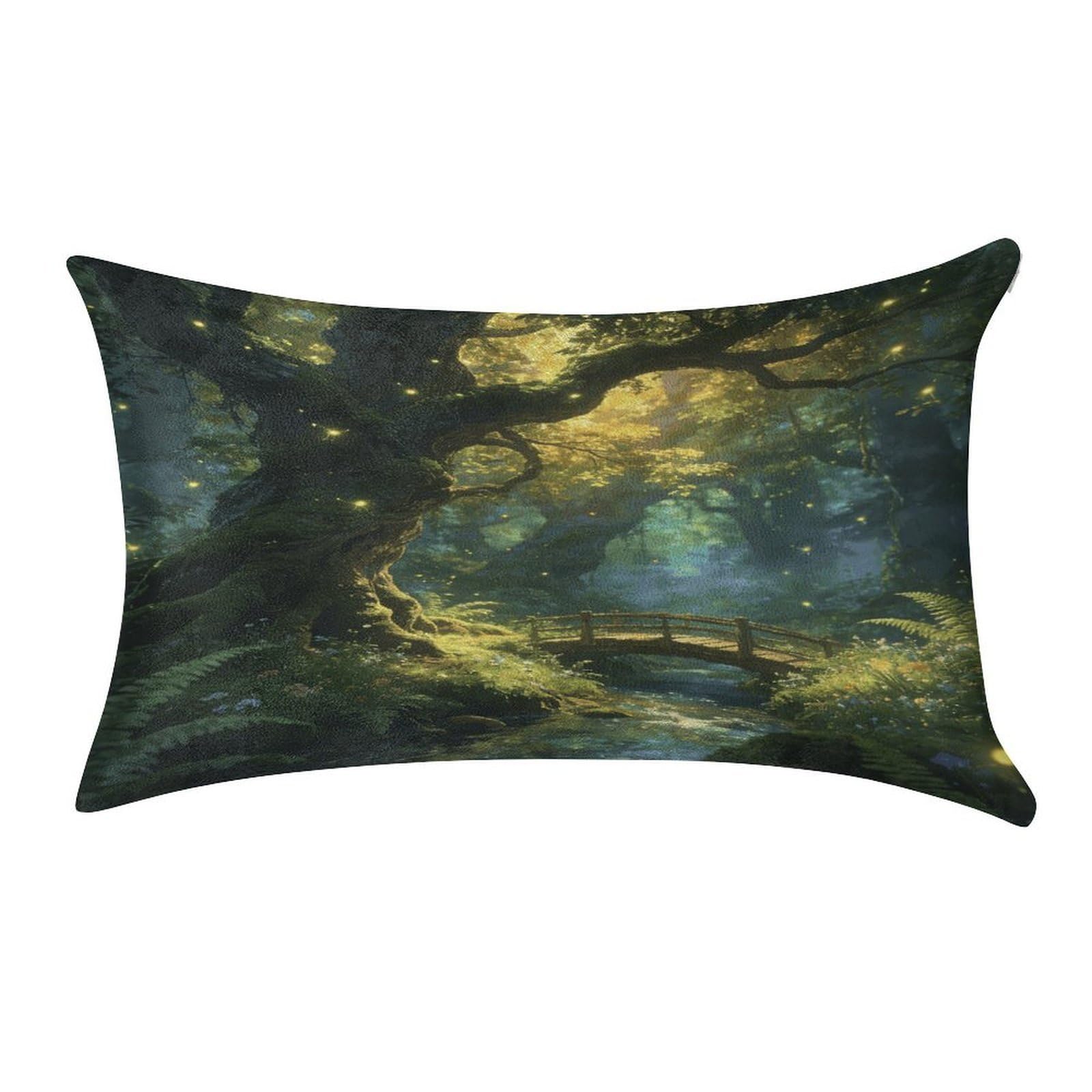 Fodpand Style Enchanted Forest Pillowcase,Elegant Designed Home Decor,Velvet Pillowcase,Soft And Cozy,Pillow Case Cover With Hidden Zipper For Bedroom, Sofa, Couch