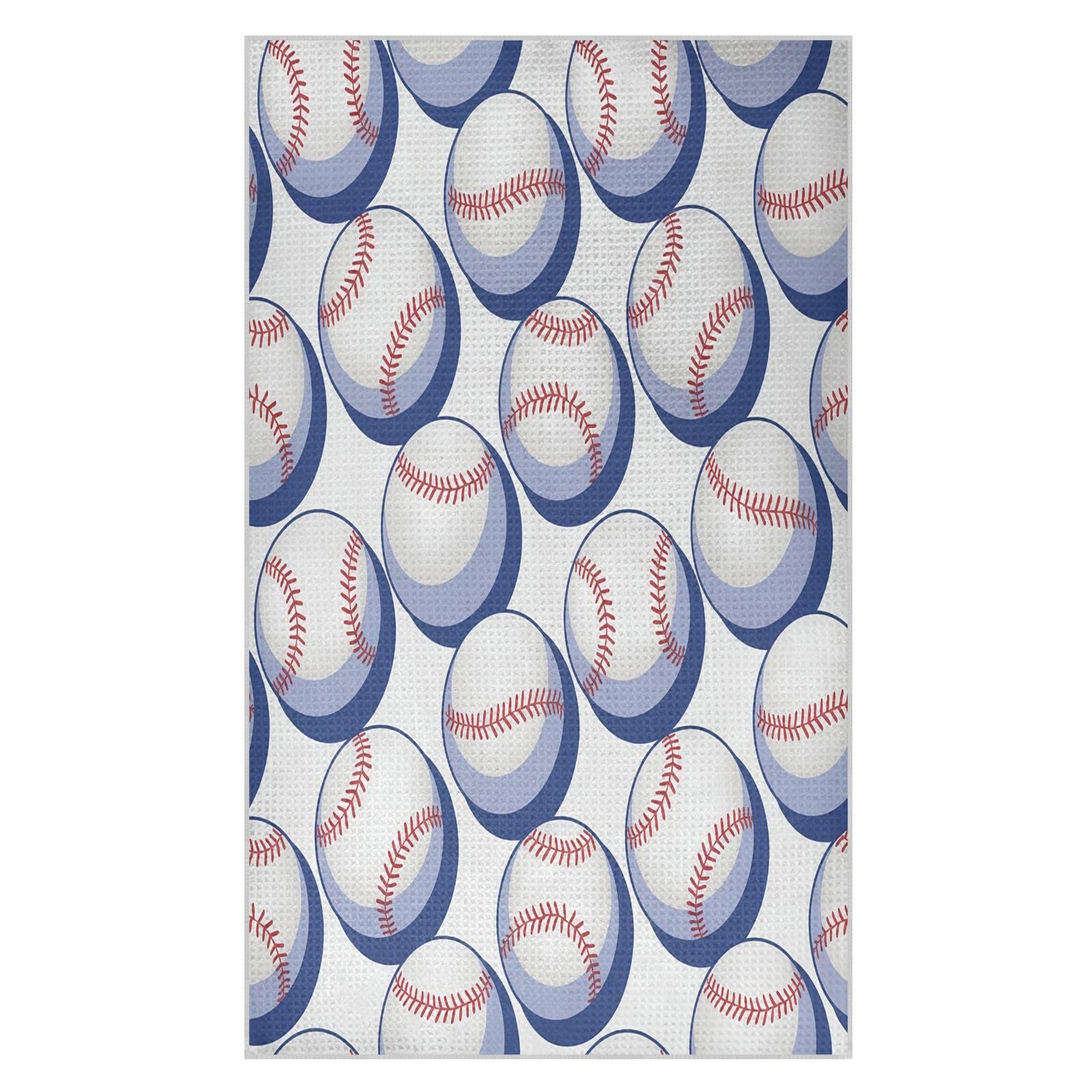 Lyeorm Baseball Ball Pattern Waffle Weave Kitchen Towels 18x30 Inch Soft Absorbent Microfiber Dish Cloths