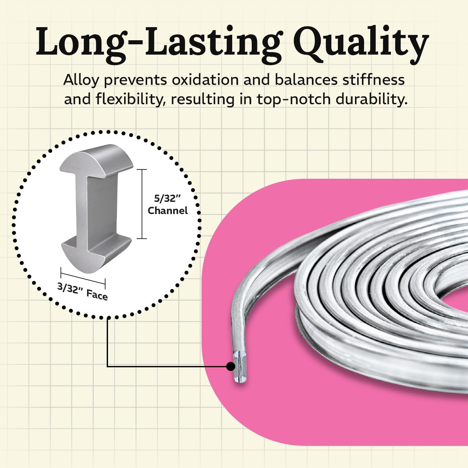 Glassco 3/32' Round H Hobby Came | Lead Came for Stained Glass - 12 Ft H Channel for All Your Stained Glass Supplies | Adds Strength & Structure | Perfect for Small Glass Projects & Suncatchers