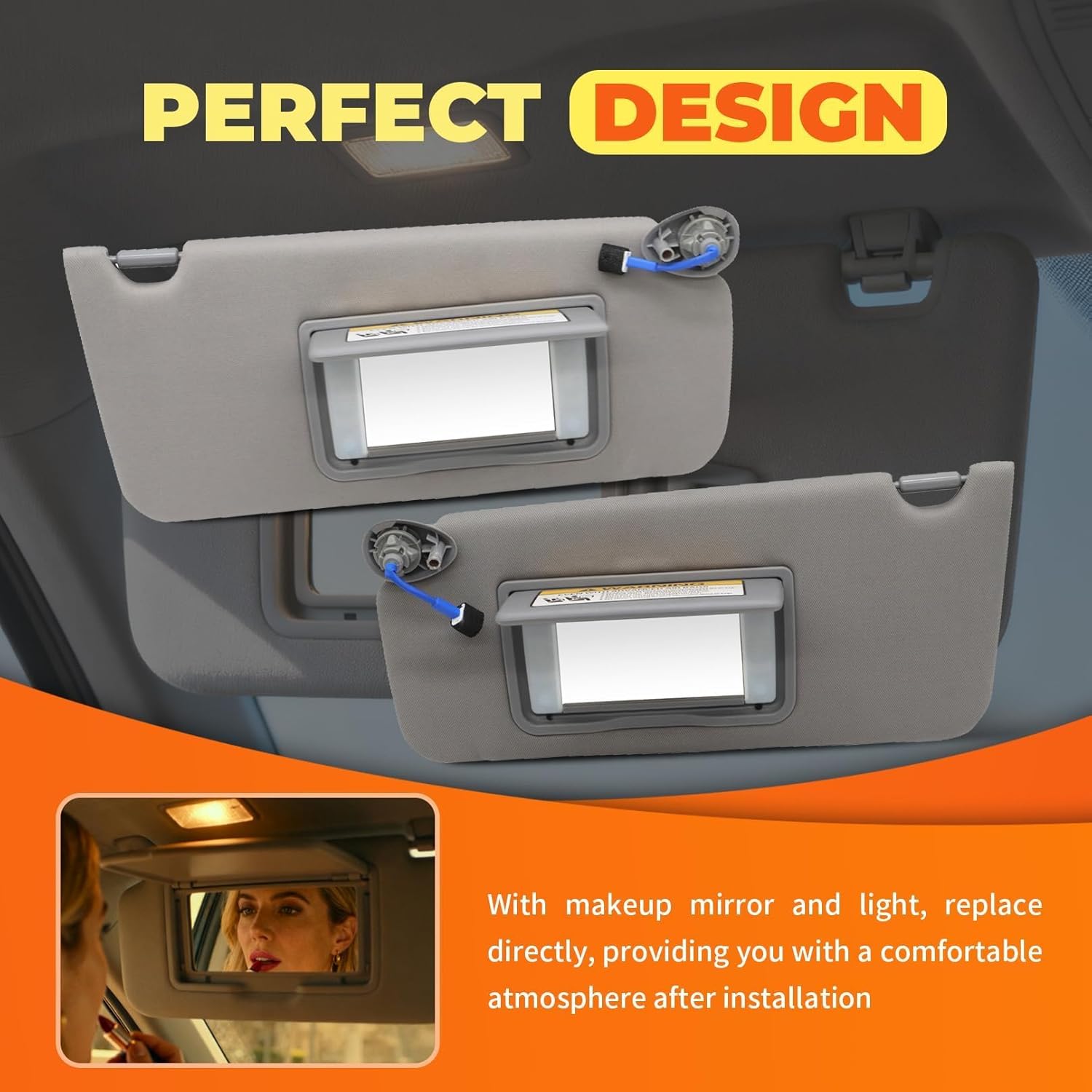 Pair Grey Sun Visor Driver Passenger Compatible with Accord 2008 2009 2010 2011 2012 2013 2014 2015 2016 2017 Left Right Side 83280-TA0-A91ZB 83280-TA5-A51ZA