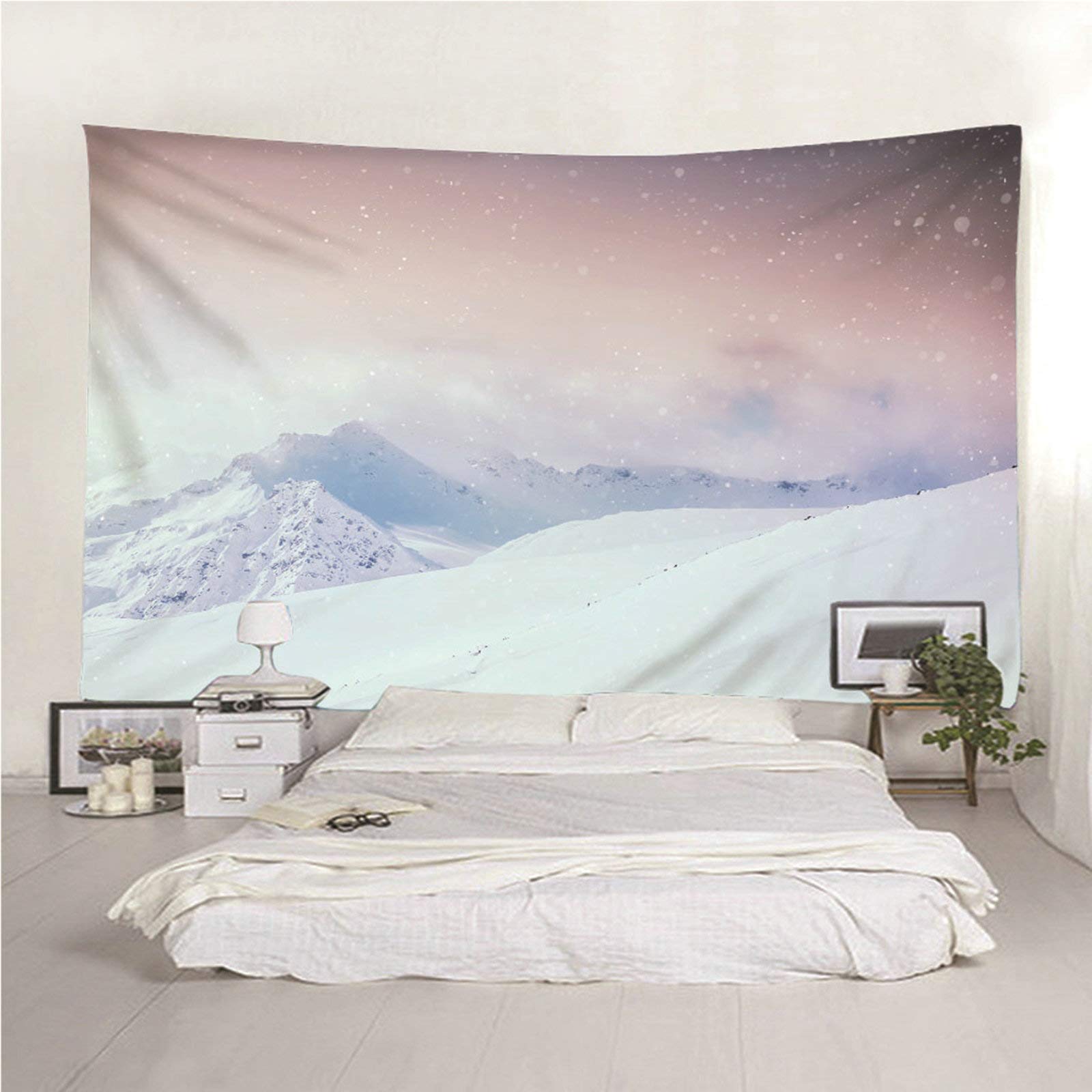 Arazzo da Parete Grande Oggetti per La Casa Arazzo da Parete Poliestere 350x256CM Montagna di Neve