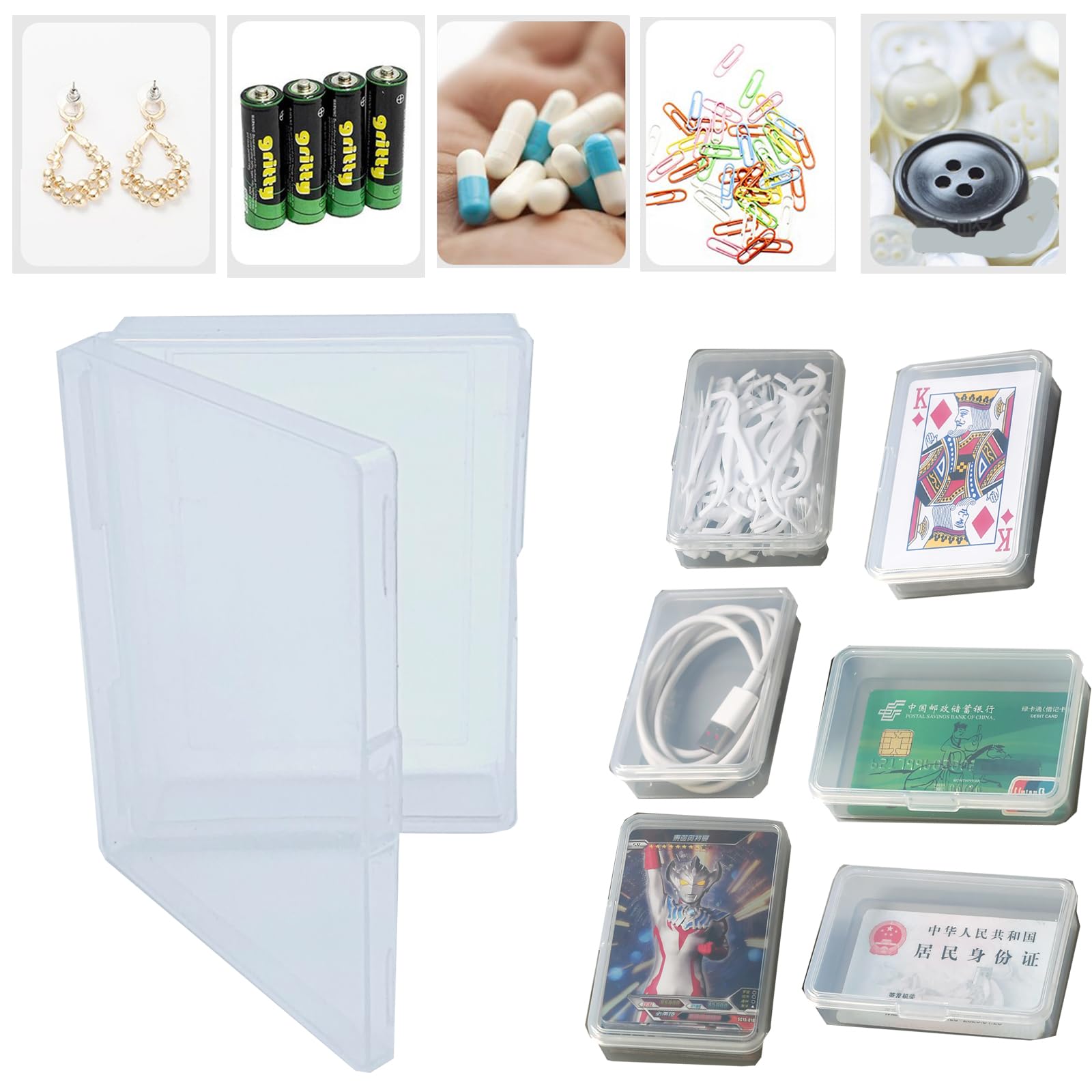 sumrica Magic Plastikowe etui na karty do gry, puste pudełko do przechowywania kart do gry, pudełko do przechowywania gier karcianych, przezroczyste etui na karty do gry w pokera, zamknięte zatrzaski,