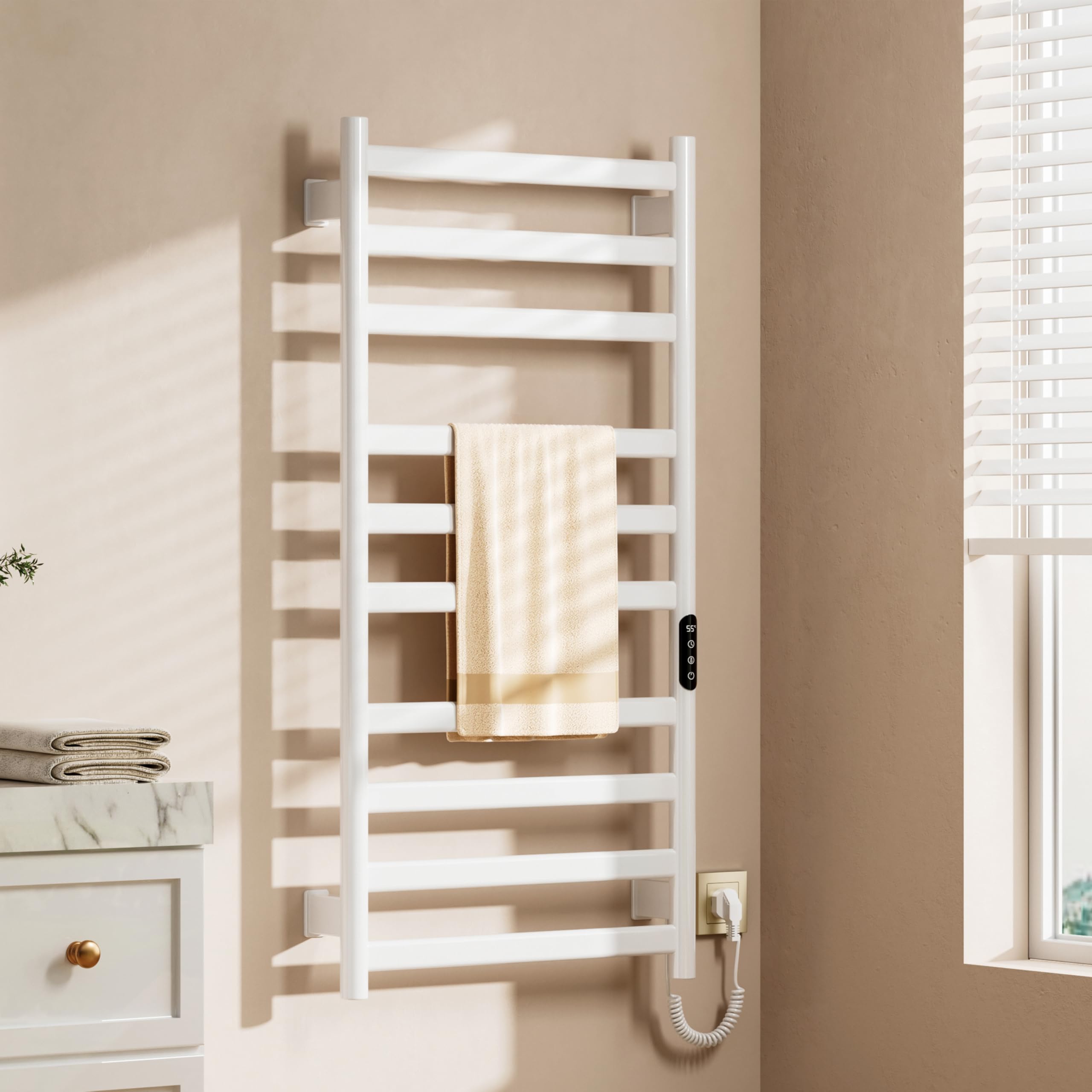 Acezanble Sèche-Serviette électrique, 980 X 500 Mm Blanc 400W, Radiateur Sèche-Serviettes électrique Salle De Bain