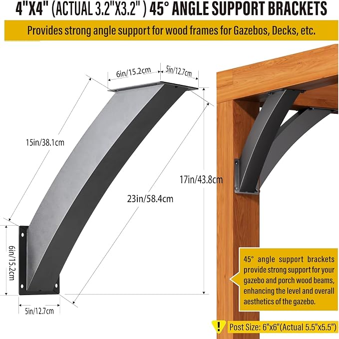 Soportes de ángulo 45° para vigas y tirantes de acero negro miniatura 2