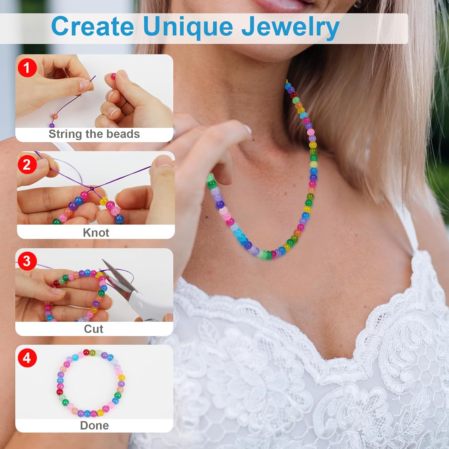 XSEINO About 1200PCS 6mm Glass Beads Bracelet Making Kit,24 Colorful Nature Series Colorful Crystal Beads for Bracelet and Jewelry Making and DIY Crafts,Friendship Bracelets - Image 4