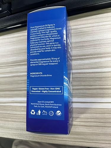 Miniatura 7 de Spray de aceite de magnesio, magnesio puro, rocía magnesio para pies y sueño (2.02 onzas líquidas), azul