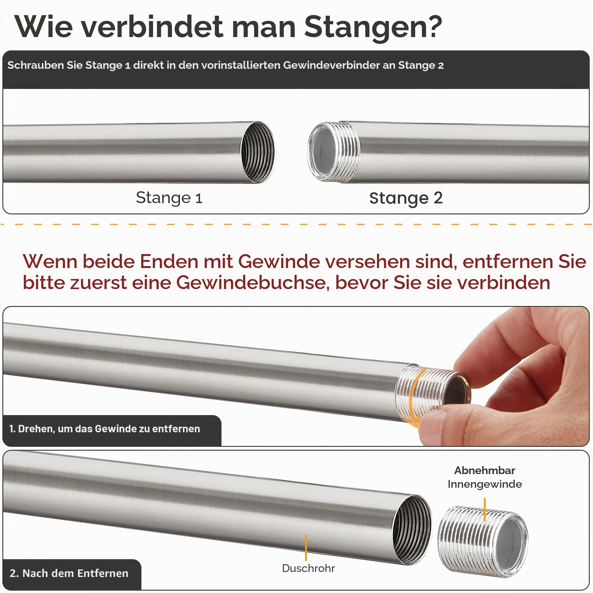 Duschvorhangstange L form [100-172 cm] x [140-212 cm] Extra Lange Eckduschstange 90° Grad Duschstange verstellbar für Badewanne, Dusche & Außenbereich mit 12 Haken & Deckenstütze