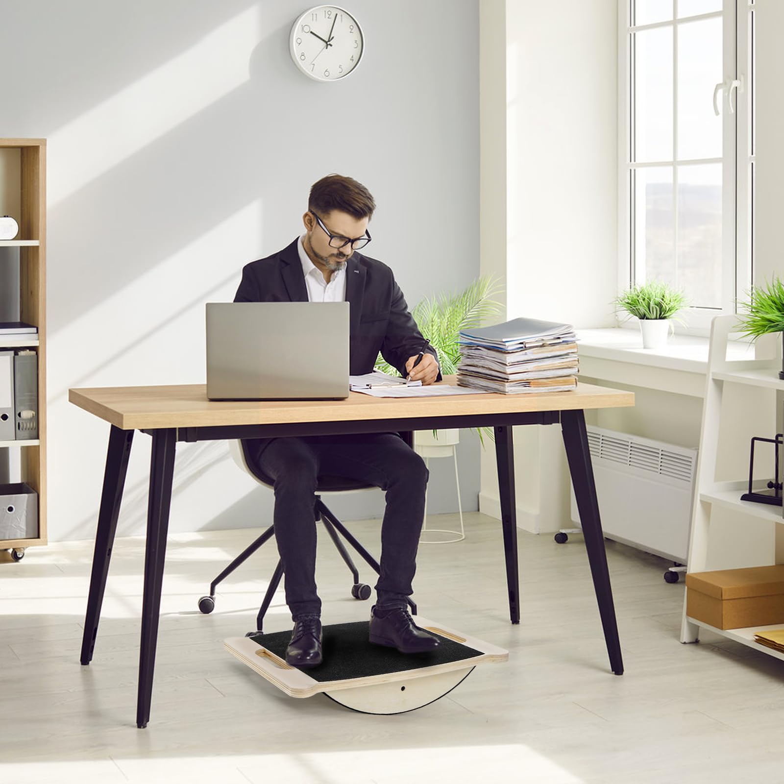 Balance Board professionale in legno, tavola oscillante da 158,8 kg con manico per adulti, tavola oscillante antiscivolo per fisioterapia e forza del core, tavole di bilanciamento per