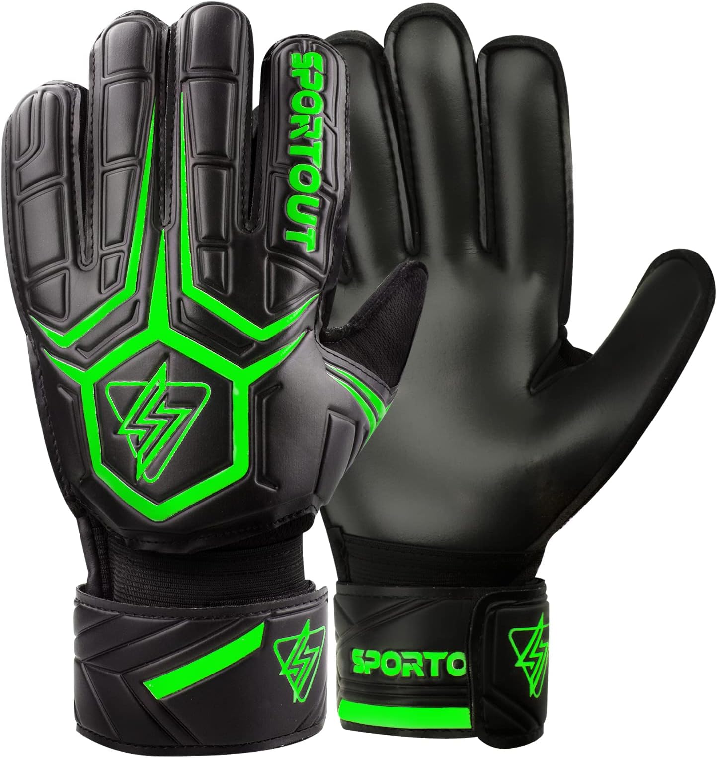 Sportout Goalkeeper Gloves for Youth and Adults, Strong Grip for the Hardest Savings, with Thorns to Give Splendid Protection to Prevent Injuries