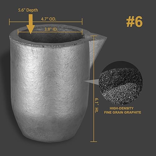 Vista 14 de QNK # 0 (1.1lbs-0.5kg) Crisol de grafito de arcilla para fundición de metales Refinación Oro Plata Cobre Latón Aluminio 3,272.0 °F (3300°F)