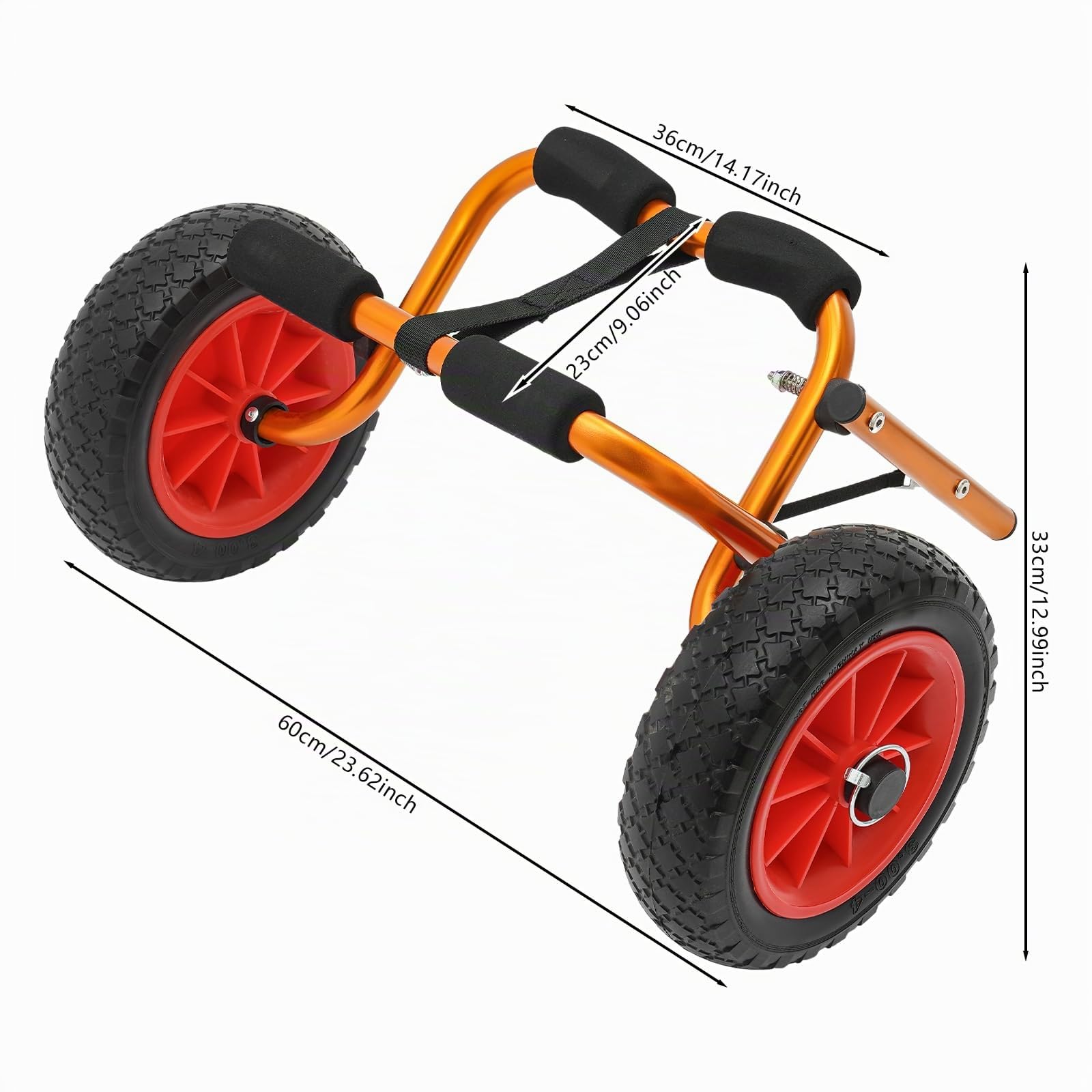 Carro plegable para kayak, ruedas de espuma de aluminio, 80 kg/176,37 libras, capacidad de carga, ligero, portátil, para el transporte de kayaks, canoas, tablas de remo
