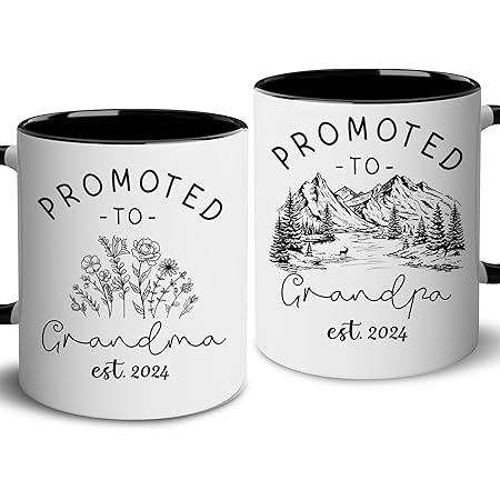 BSQUIELEGrandma Grandpa Gifts Set - Christmas Gift For Grandparents - Promoted To Grandma Grandpa 2024 - New Grandparents, Soon To Be Grandparents - First Time Grandma Grandpa, Baby Annoucement Gifts