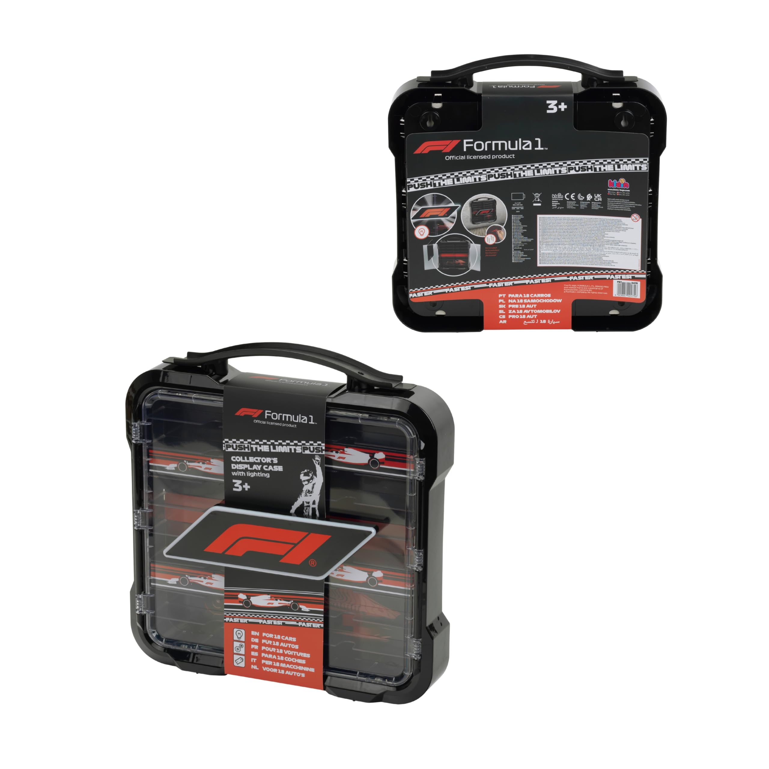 Theo Klein 2475 F1® Valigetta da Collezione con Luce e Scomparti per Fino a 18 Auto, Prodotto Ufficialmente Licenziato, Giocattolo per Bambini dai 3 Anni