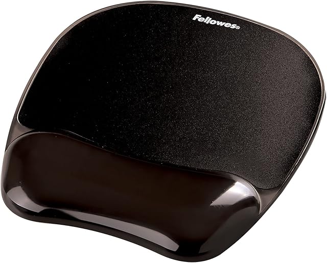 Fellowes Mouse Mat Wrist Support - Crystals Gel Mouse Pad with Non Slip Rubber Base - Ergonomic Mouse Mat for Computer, Laptop, Home Office Use - Compatible with Laser and Optical Mice - Black