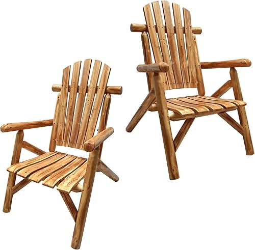 Anraja Silla Adirondack de madera para exteriores, muebles de troncos de madera, porche, patio, exterior, asiento rústico, interior, césped, salón,