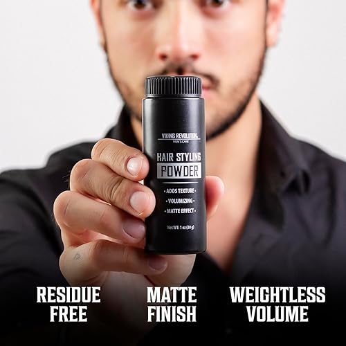 Miniatura 2 de Viking Revolution Polvo para peinar el cabello para hombres, polvo de textura de cabello matificante y voluminizador fácil de aplicar para hombres