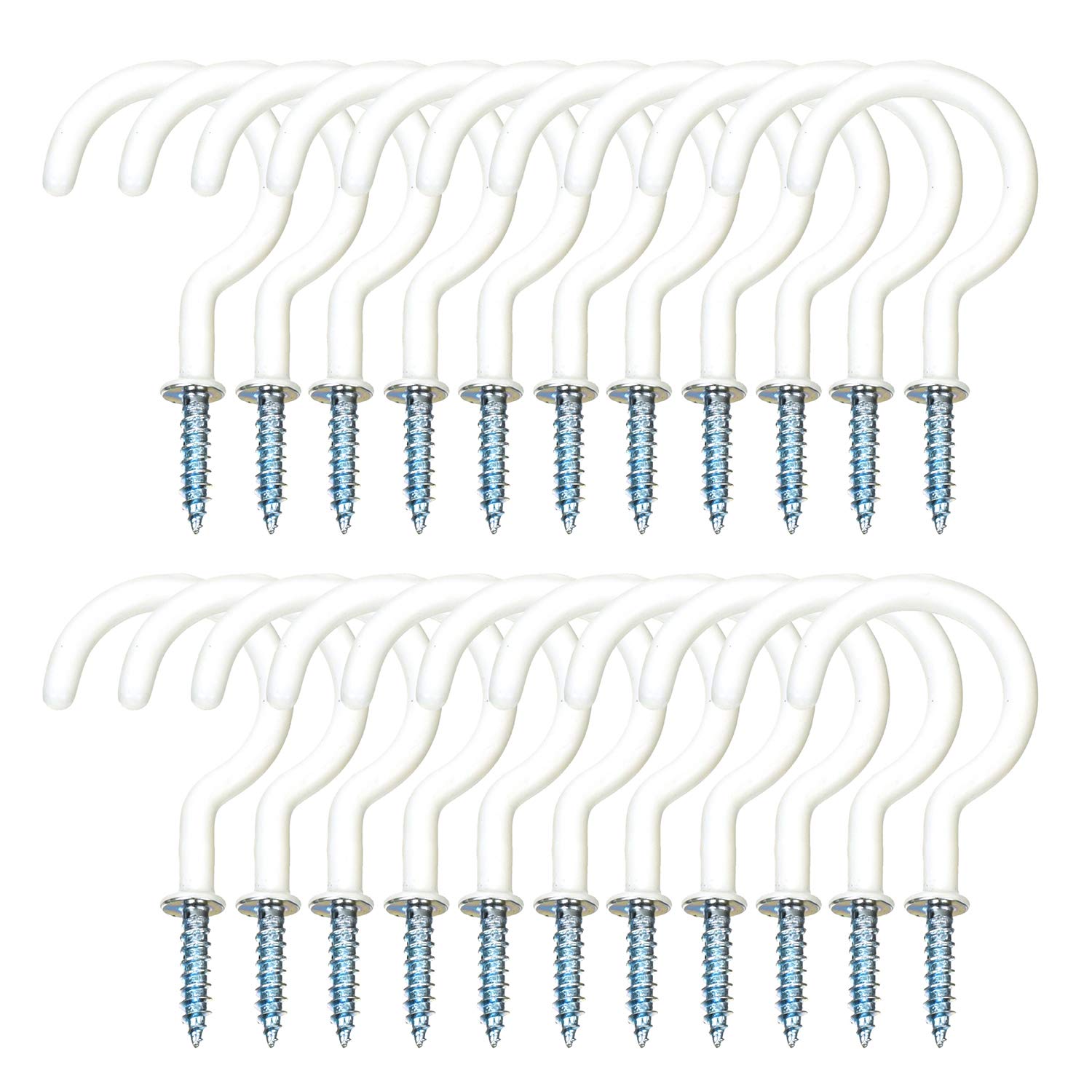 Ceiling Hooks - 22 Pack 2.9 Inches Vinyl Coated Screw-in Wall Hooks, Plant Hooks, Kitchen Hooks, Cup Hooks Great for Indoor & Outdoor Use