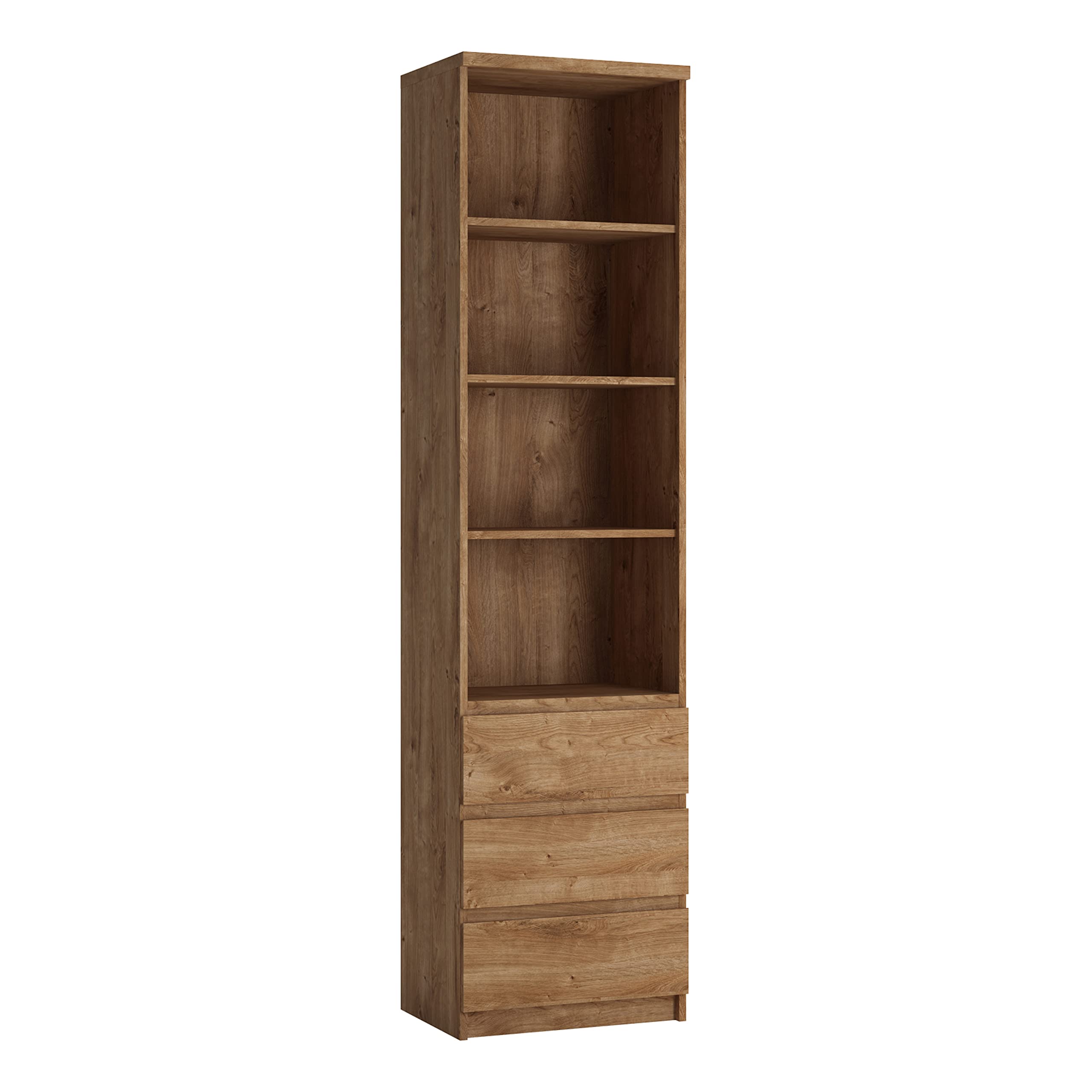 Furniture To Go | Fribo, Golden Ribbeck Oak, Tall Narrow 3 Drawer Bookcase 4410273