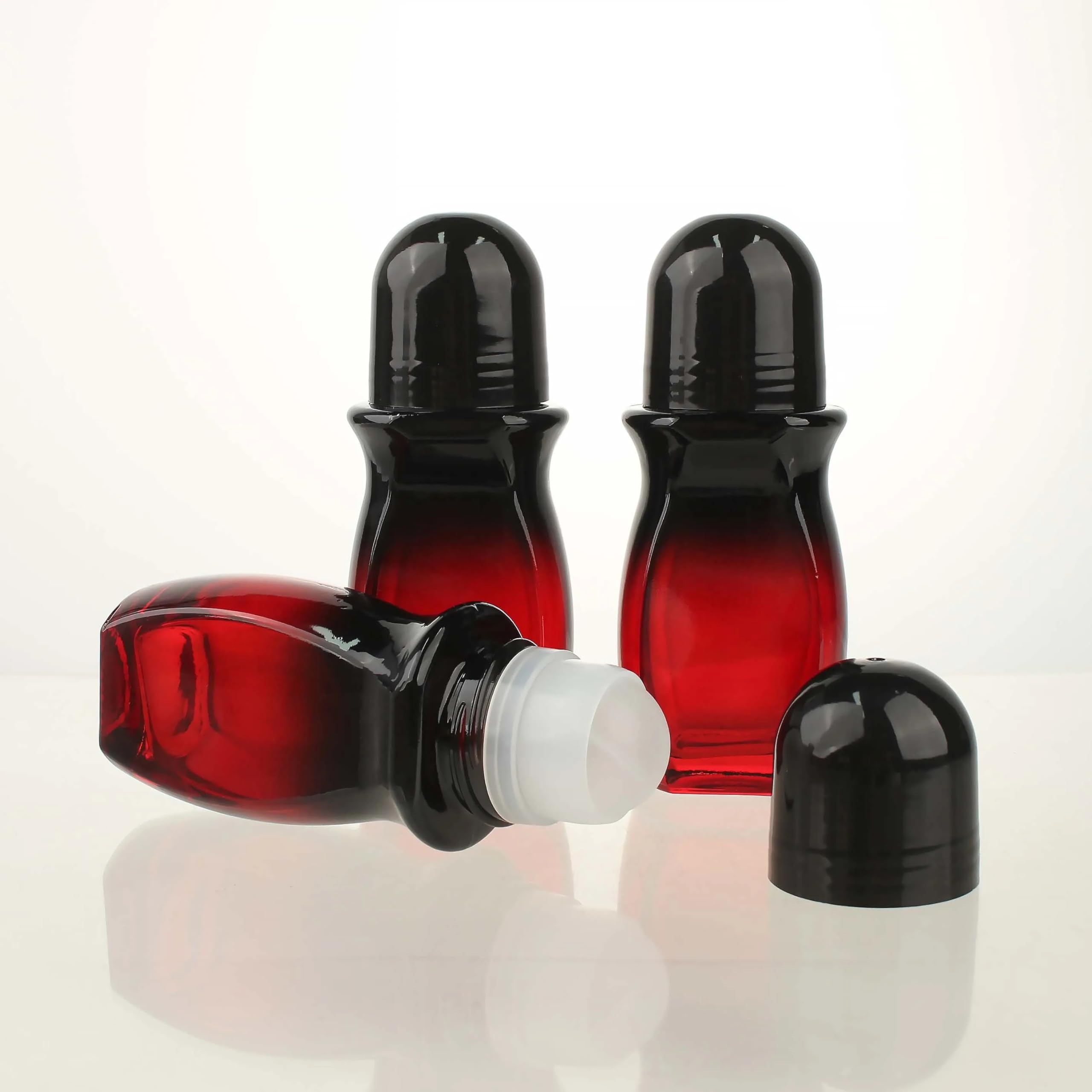 Roll On Flasche Farbverlaufs-Rotglas-Ölrollerflaschen, nachfüllbarer Deodorant-Behälter, Applikator, for Selbermachen