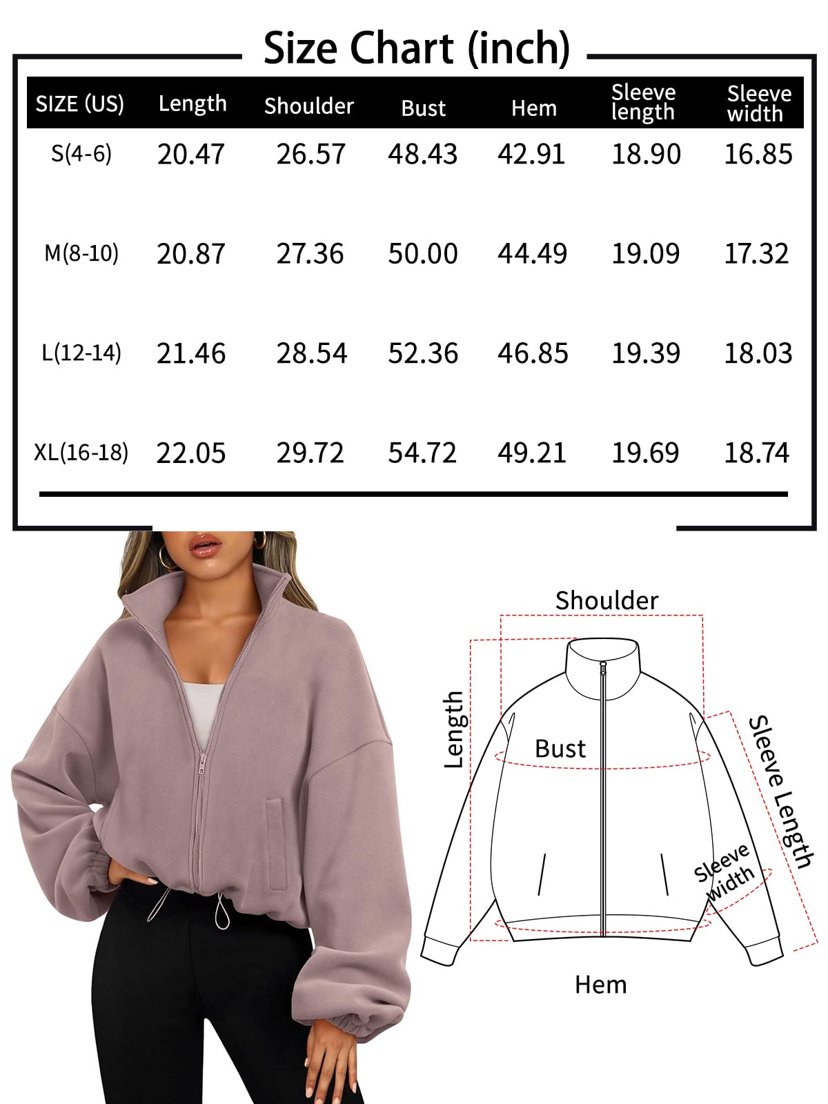 AUTOMET Womens Fleece Jackets Zip Up Oversized Sweatshirts Winter Clothes Long Sleeve Crop Sherpa Fall Outfits Fashion Khaki L